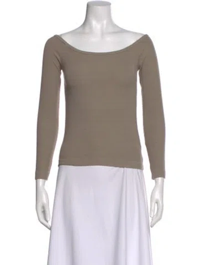 Pre-owned John Elliott Bateau Neckline Long Sleeve Top W/ Tags In Neutral