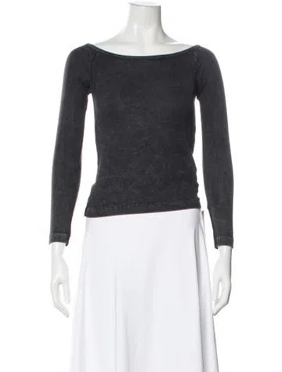 Pre-owned John Elliott Bateau Neckline Long Sleeve Top In White