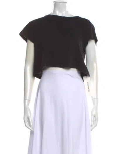 Pre-owned John Elliott Bateau Neckline Short Sleeve Crop Top In Black