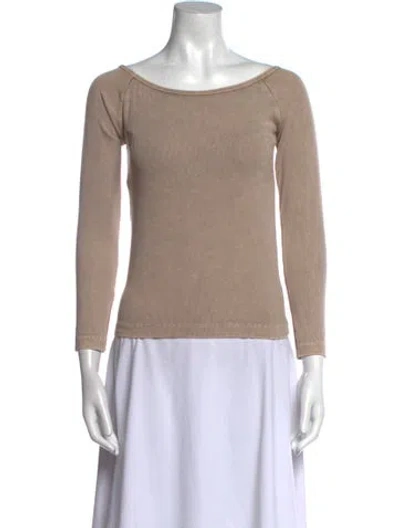 Pre-owned John Elliott Bateau Neckline Three-quarter Sleeve Top In Neutral