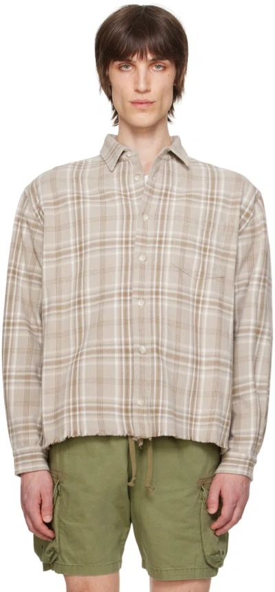 John Elliott Beige Hemi Shirt In Organic Check