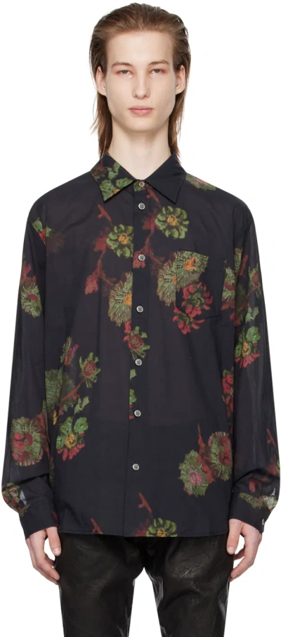 John Elliott Black Cloak Shirt In Forest Floral