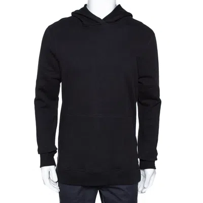 John Elliott Black Cotton Side Zip Detail Hooded Villain Sweatshirt