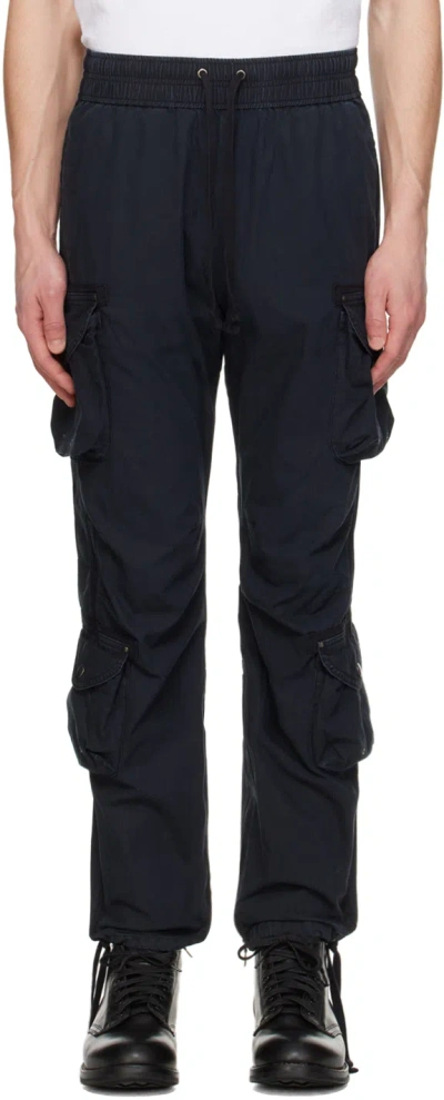 John Elliott Black Garment-dyed Cargo Trousers