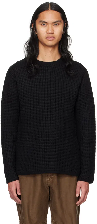 John Elliott Black Waffle Sweater