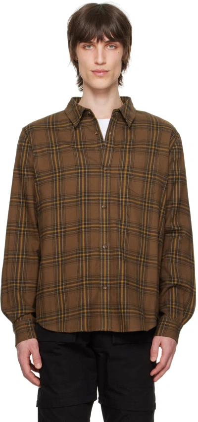 John Elliott Brown Alder Shirt In Alvarado Check