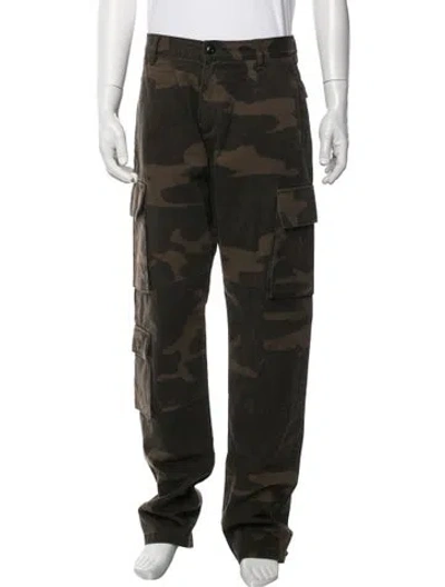Pre-owned John Elliott Camouflage Print Cargo Pants In Green