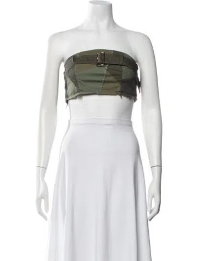 Pre-owned John Elliott Colorblock Pattern Strapless Crop Top In Black