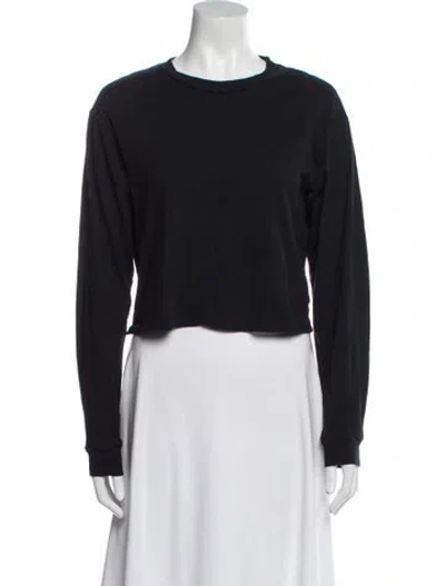 Pre-owned John Elliott Crew Neck Long Sleeve Crop Top In Black