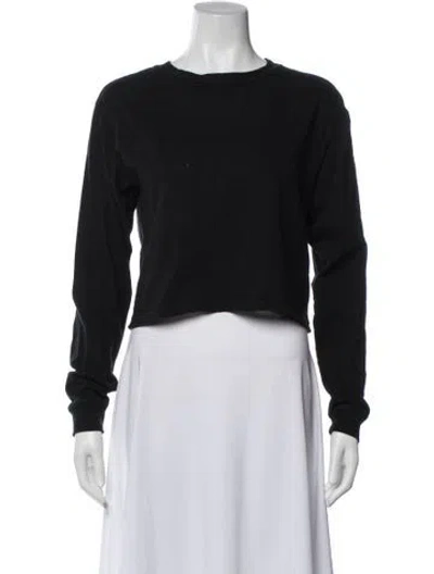 Pre-owned John Elliott Crew Neck Long Sleeve Crop Top In Black