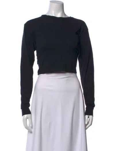 Pre-owned John Elliott Crew Neck Long Sleeve Crop Top In Black