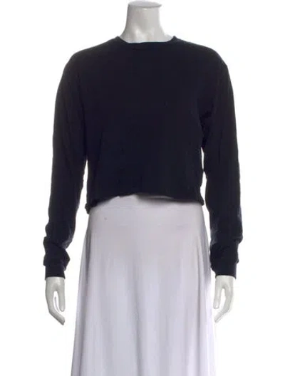 Pre-owned John Elliott Crew Neck Long Sleeve Crop Top In Black