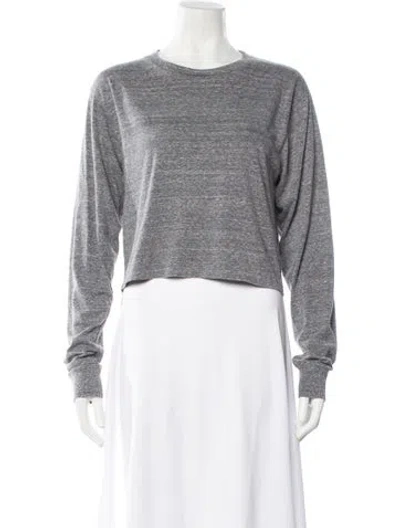Pre-owned John Elliott Crew Neck Long Sleeve Crop Top In Gray