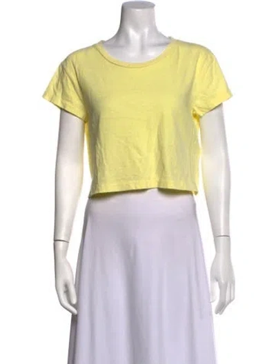 Pre-owned John Elliott Crew Neck Short Sleeve Crop Top In Yellow