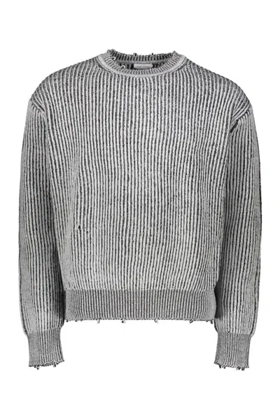 John Elliott Crew-neck Wool Sweater In Grey