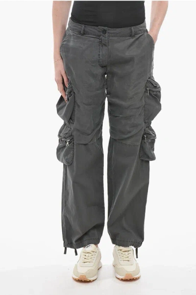 John Elliott Dark Washed Cargo Pants With Belt Loops In Green