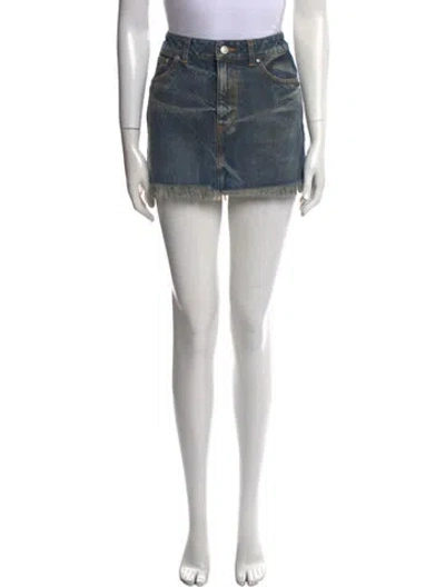 Pre-owned John Elliott Distressed Accents Mini Skirt W/ Tags In Blue