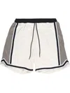John Elliott Drawstring-waist Stripe-trim Shortd In White