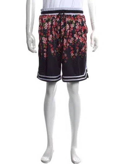 Pre-owned John Elliott Floral Print Athletic Shorts In Black