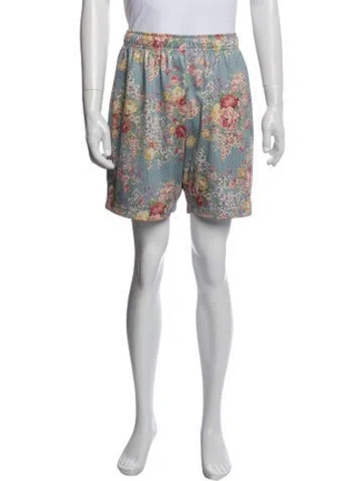 Pre-owned John Elliott Floral Print Jogger Shorts In Blue
