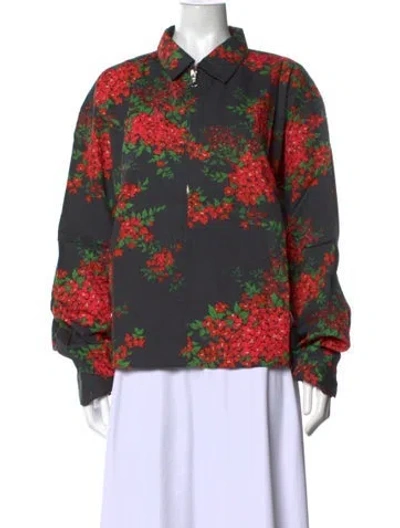Pre-owned John Elliott Floral Print Long Sleeve Top In Black