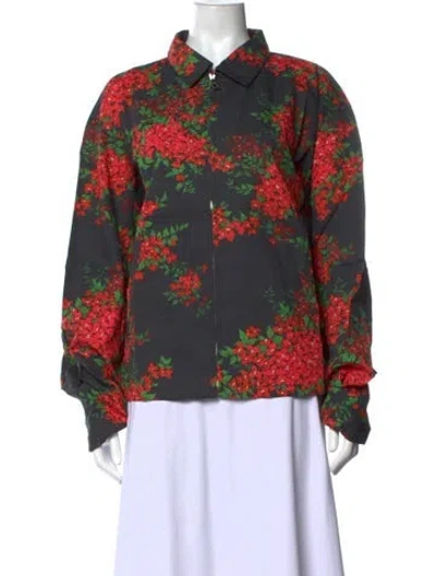 Pre-owned John Elliott Floral Print Long Sleeve Top In Black