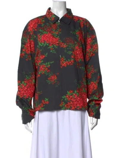 Pre-owned John Elliott Floral Print Long Sleeve Top In Black