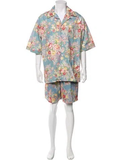 Pre-owned John Elliott Floral Print Lounge Set W/ Tags In Blue