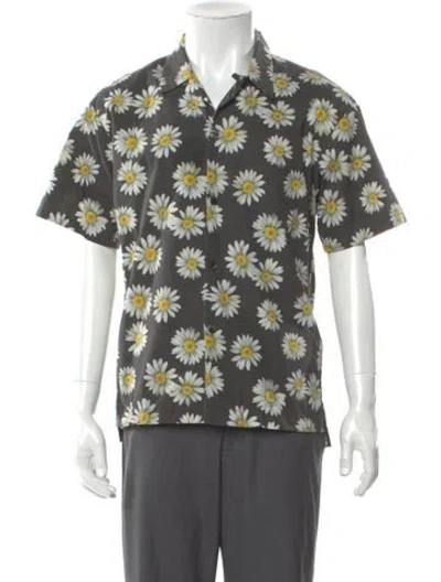 Pre-owned John Elliott Floral Print Short Sleeve Shirt In Black