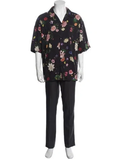 Pre-owned John Elliott Floral Print Short Sleeve Shirt In Blue
