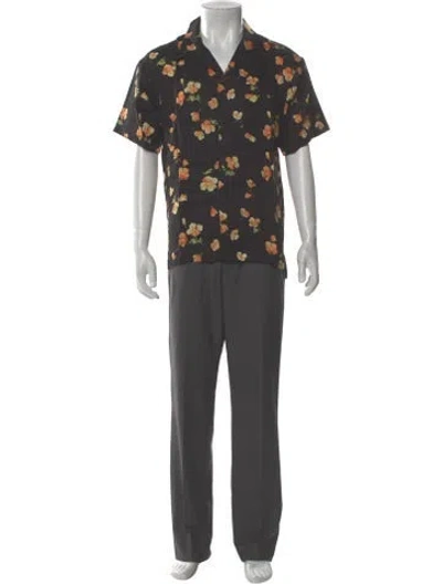 Pre-owned John Elliott Floral Print Short Sleeve Shirt In Gray