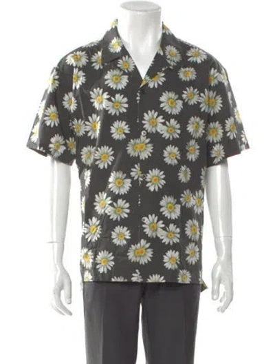 Pre-owned John Elliott Floral Print Short Sleeve Shirt In Green