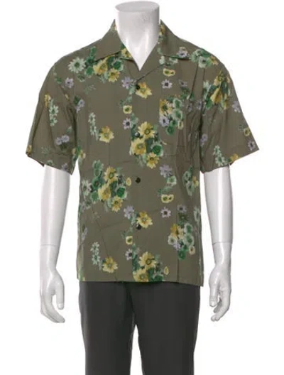 Pre-owned John Elliott Floral Print Short Sleeve Shirt In Green
