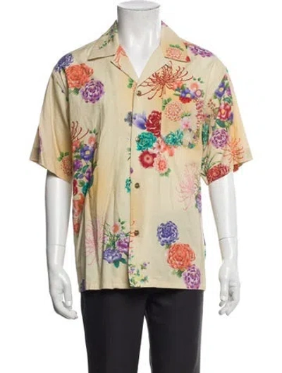 Pre-owned John Elliott Floral Print Short Sleeve Shirt W/ Tags In Yellow