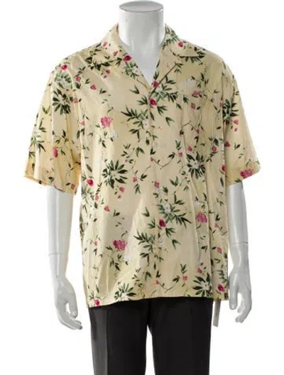Pre-owned John Elliott Floral Print Short Sleeve Shirt In Yellow