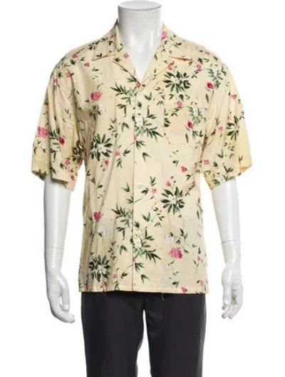 Pre-owned John Elliott Floral Print Short Sleeve Shirt In Yellow