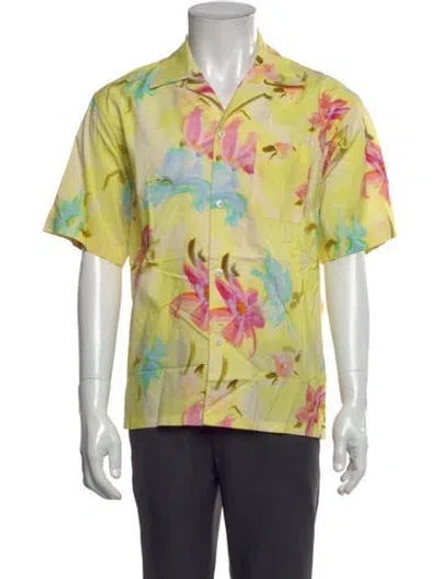 Pre-owned John Elliott Floral Print Short Sleeve Shirt In Yellow