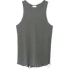 John Elliott Folsom Distressed Thermal Tank In Vintage Black