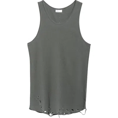 John Elliott Folsom Distressed Thermal Tank In Vintage Black