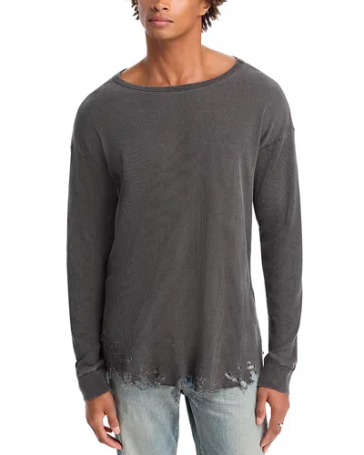 John Elliott Folsom Distressed Waffle-knit Cotton T-shirt In Gray