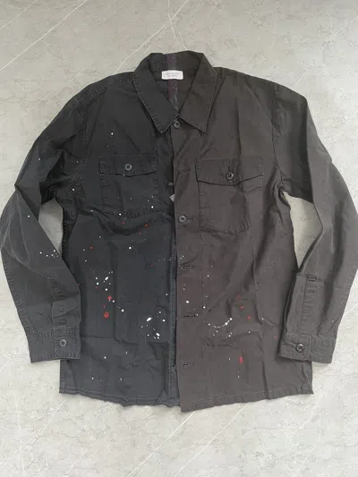 Pre-owned John Elliott Fw18 Distressed Military Shirt L In Black