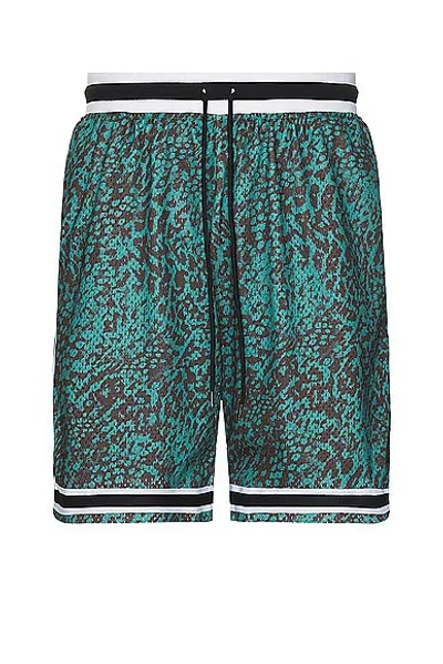 John Elliott Game Shorts In Turquoise Leopard