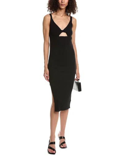 John Elliott Ginza Rib Twist Midi Dress In Black