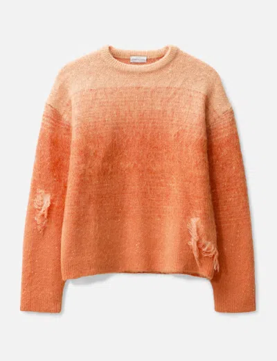 John Elliott Men's Gradient Wool-mohair Crewneck Sweater In Orange