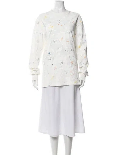 Pre-owned John Elliott Graphic Print Crew Neck Top In White