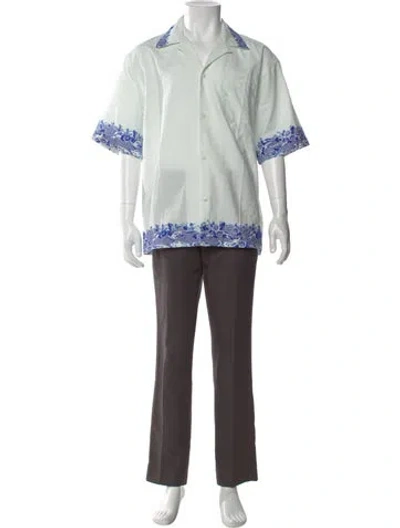 Pre-owned John Elliott Graphic Print Short Sleeve Shirt In Blue