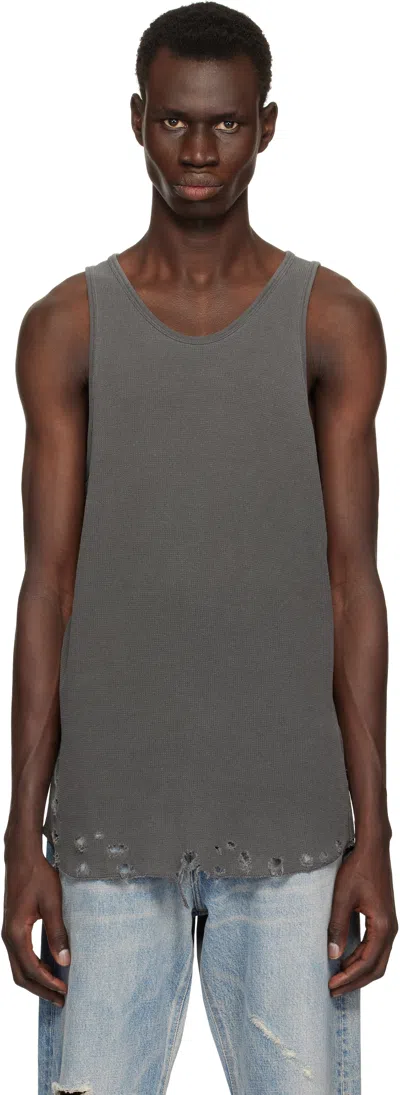 John Elliott Gray Folsom Thermal Tank Top In Vintage Black