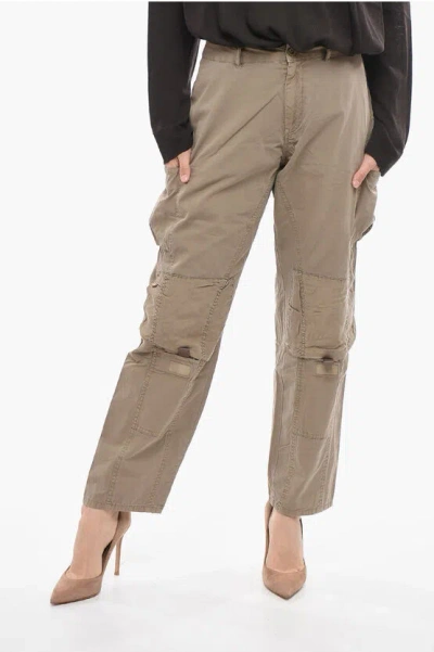 John Elliott Hidden Closure Solid Color Cargo Pants In Brown