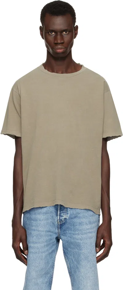 John Elliott Khaki Folsom Cropped T-shirt In Vintage Army