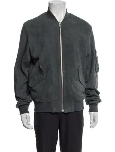 Pre-owned John Elliott Lamb Leather Bomber Jacket In Gray